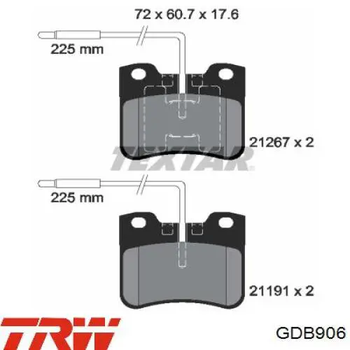 Передние тормозные колодки GDB906 TRW