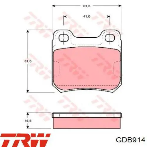 Задние тормозные колодки GDB914 TRW