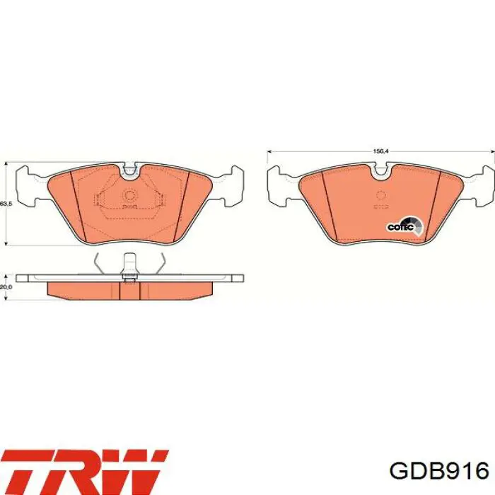 Pastillas de freno delanteras GDB916 TRW