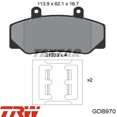 Колодки TRW GDB970 цена, от 22.22 USD