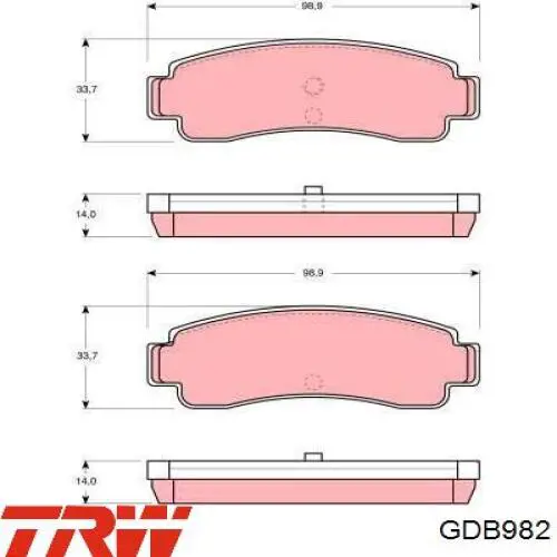 GDB982 TRW колодки тормозные задние дисковые