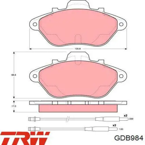 Передние тормозные колодки GDB984 TRW