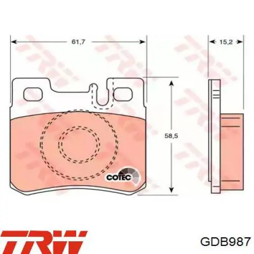 Колодки дисковые  TRW GDB987 цена, от 18.57 USD