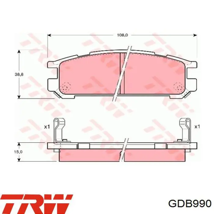 Задние тормозные колодки GDB990 TRW