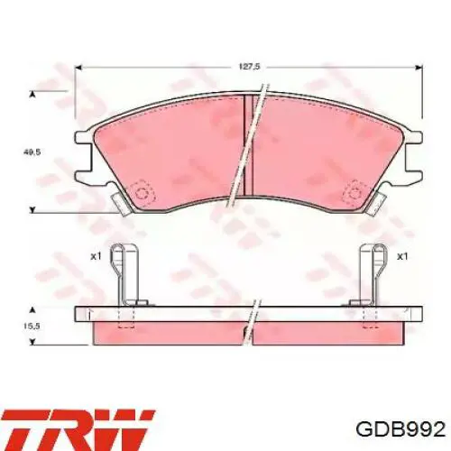 Передние тормозные колодки GDB992 TRW