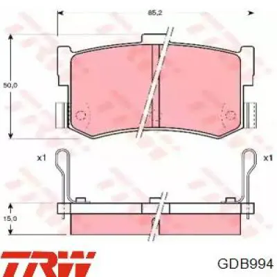 GDB994 TRW колодки тормозные задние дисковые