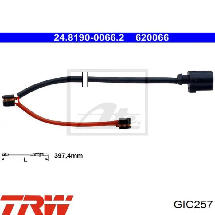 Датчик износа тормозных колодок передний GIC257 TRW