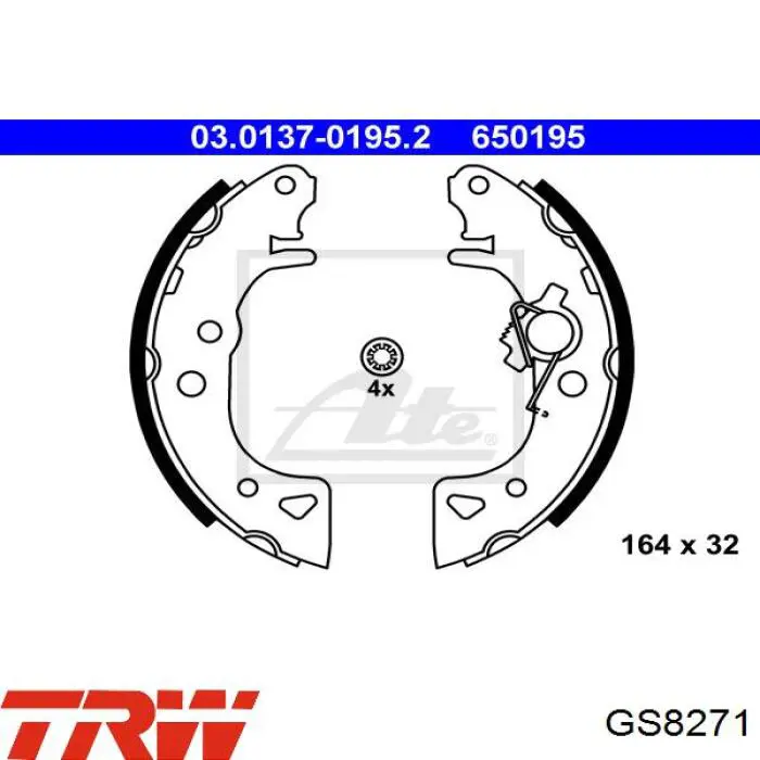 Задние барабанные колодки GS8271 TRW