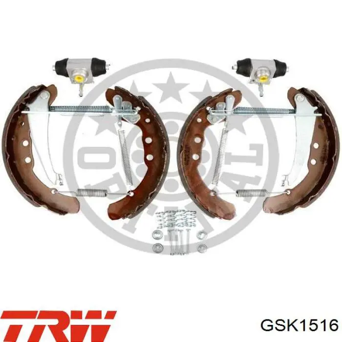 Купить GSK1516 TRW Колодки тормозные задние барабанные, в сборе с цилиндрами, комплект