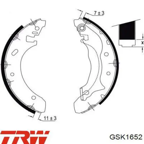 Купить GSK1652 TRW Задние барабанные тормозные колодки