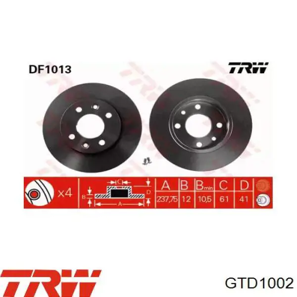 Передние тормозные колодки GTD1002 TRW