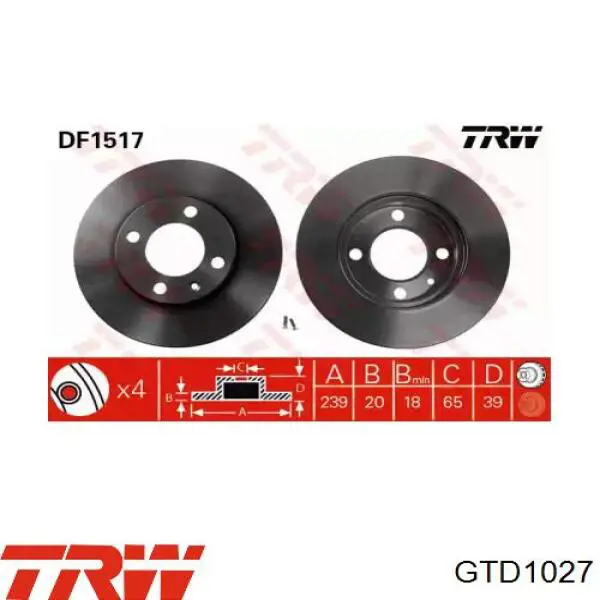 Передние тормозные колодки GTD1027 TRW