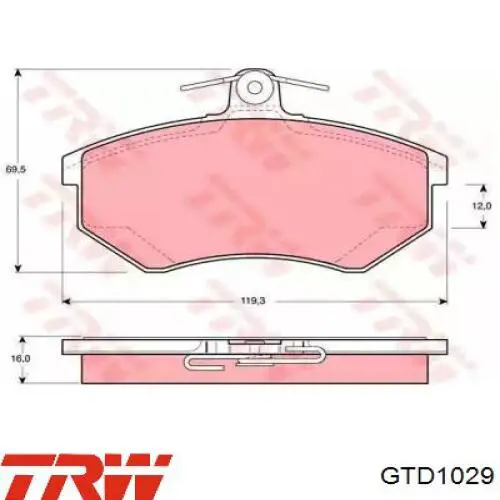 Передние тормозные колодки GTD1029 TRW