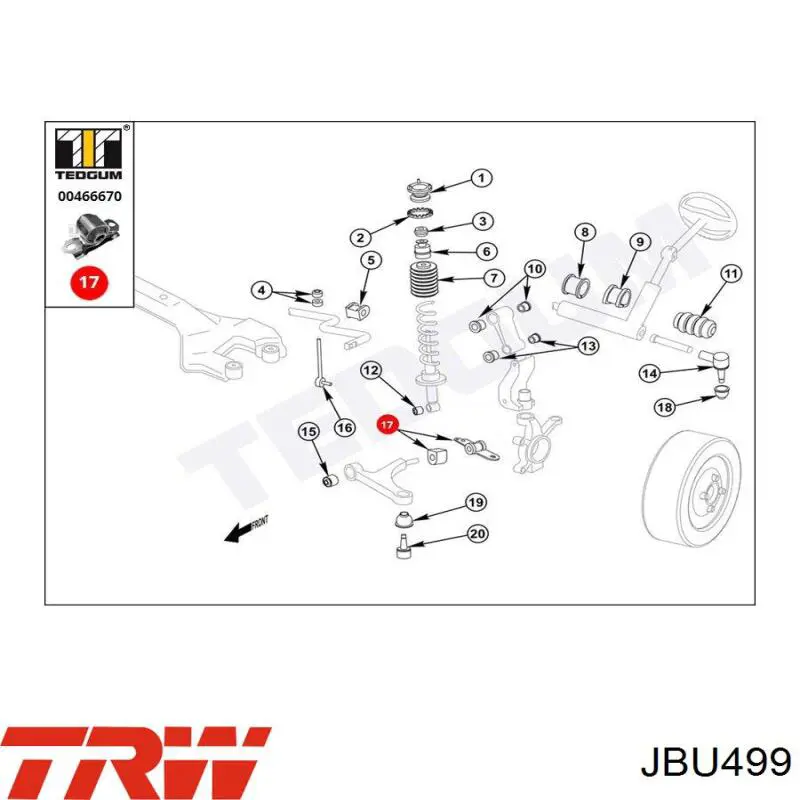 Сайлентблок передней подвески Kautek NIBS021 цена, от 14.57 USD