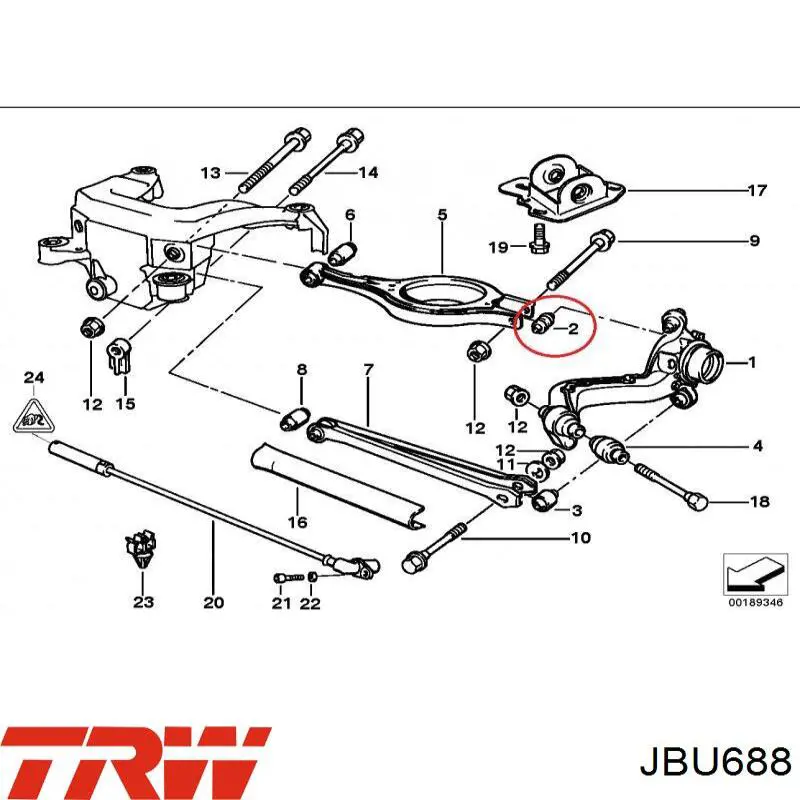 Сайлентблок цапфы задней JBU688 TRW
