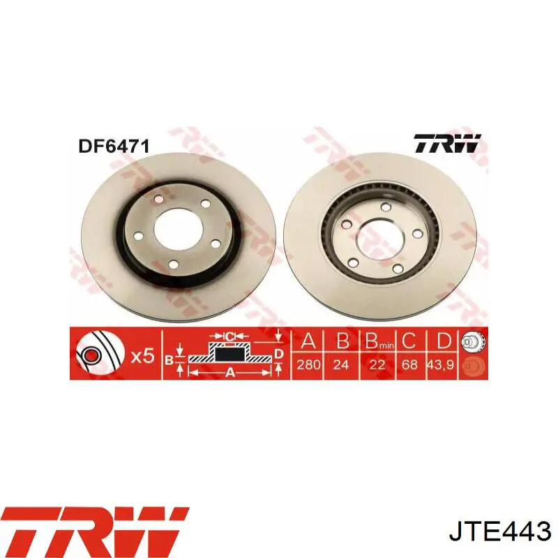 Купить JTE443 TRW Наконечник рулевой тяги, внешний