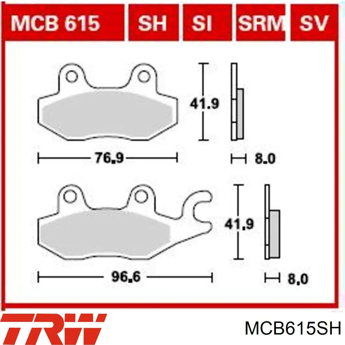 Передние тормозные колодки MCB615SH TRW