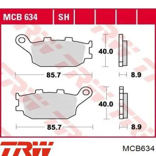 MCB634 TRW sapatas do freio traseiras de disco