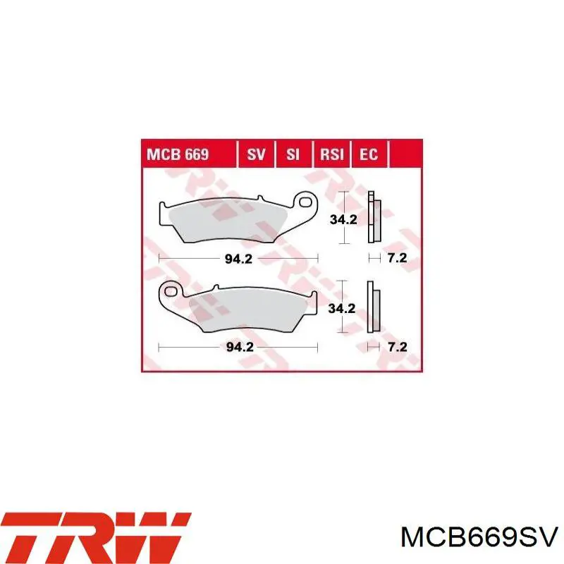 Колодки TRW MCB669SV цена, от 30.02 USD