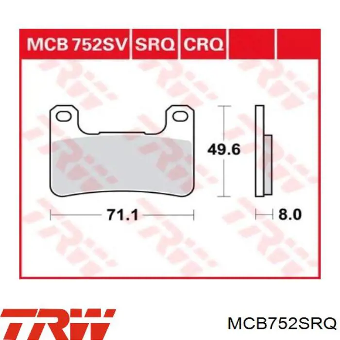 Передние тормозные колодки MCB752CRQ TRW