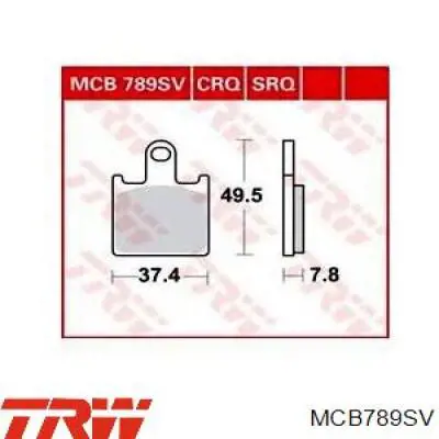 Колодки TRW MCB789SV цена, от 50.71 USD