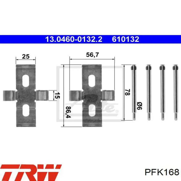 Комплект пружинок крепления дисковых колодок, передних TRW PFK168 цена, от 6.54 USD