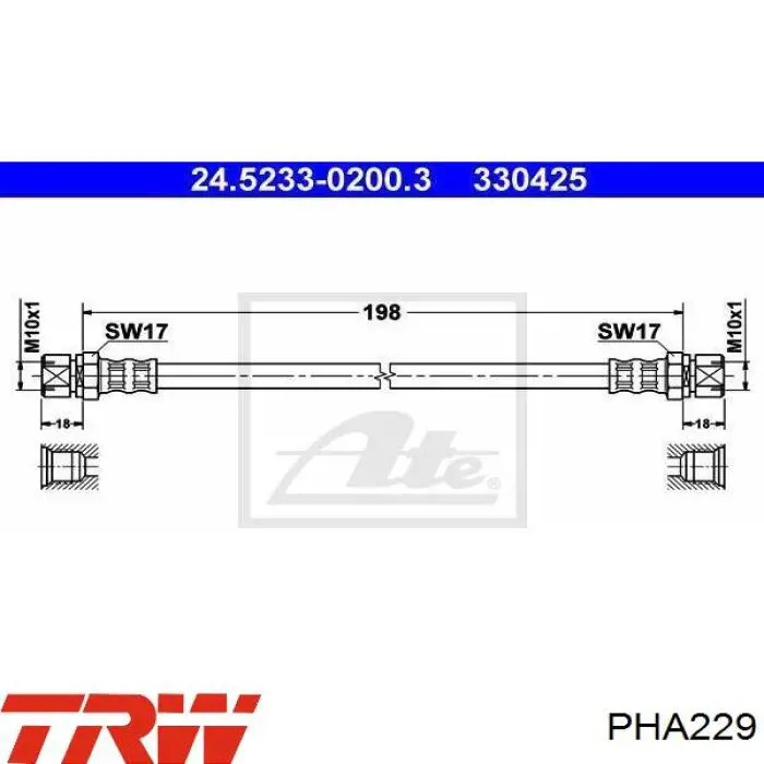 Шланг гальмівний задній PHA229 TRW