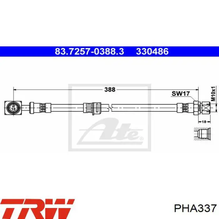 Шланг тормозной передний PHA337 TRW