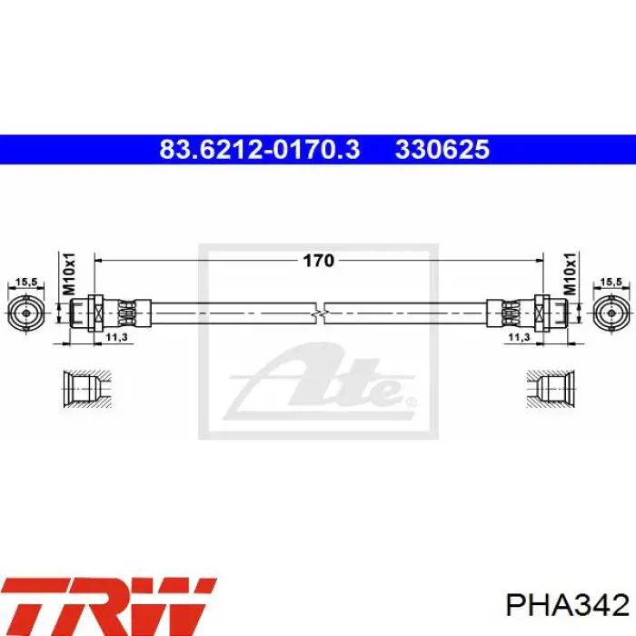 Задний тормозной шланг PHA342 TRW