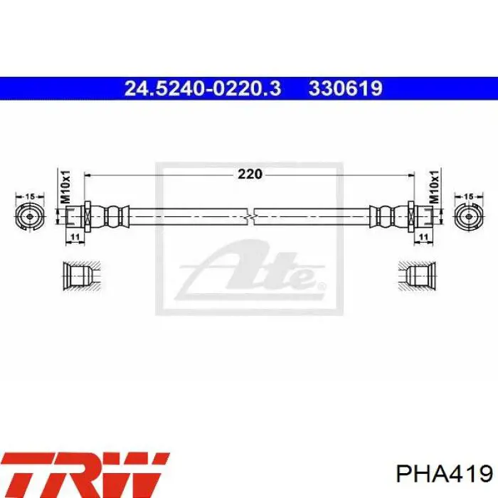 Шланг тормозной задний TRW PHA419