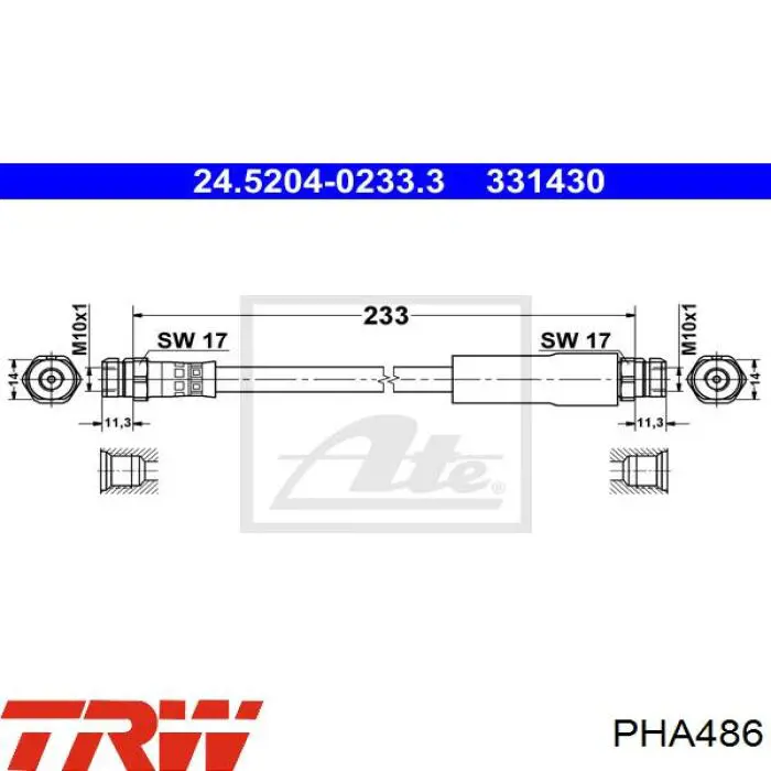 Задний тормозной шланг PHA486 TRW