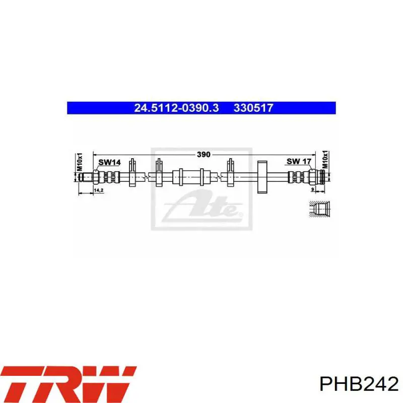 Шланг тормозной передний PHB242 TRW