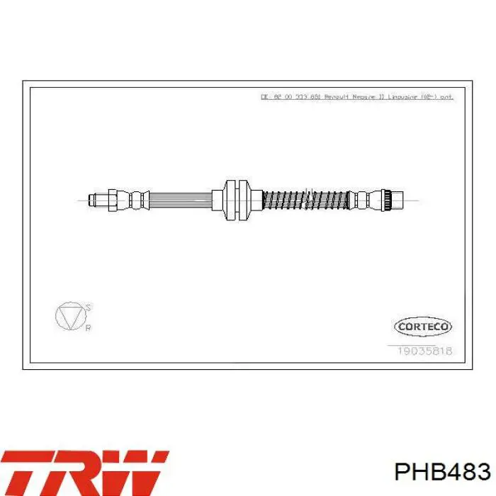 PHB483 TRW шланг тормозной передний