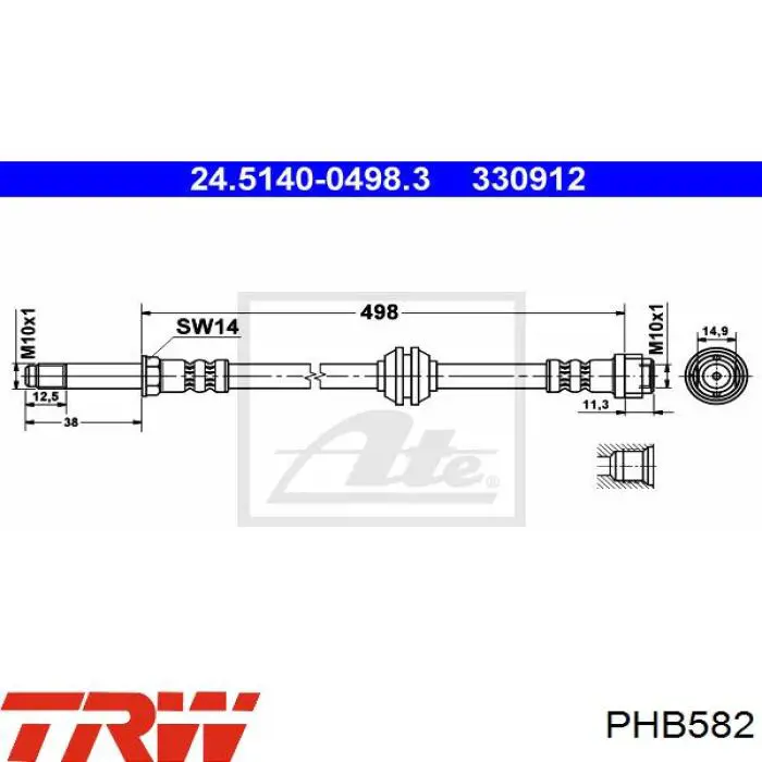 Купить PHB582 TRW Шланг тормозной передний
