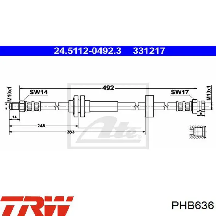 Шланг тормозной передний FT51725095 Fast