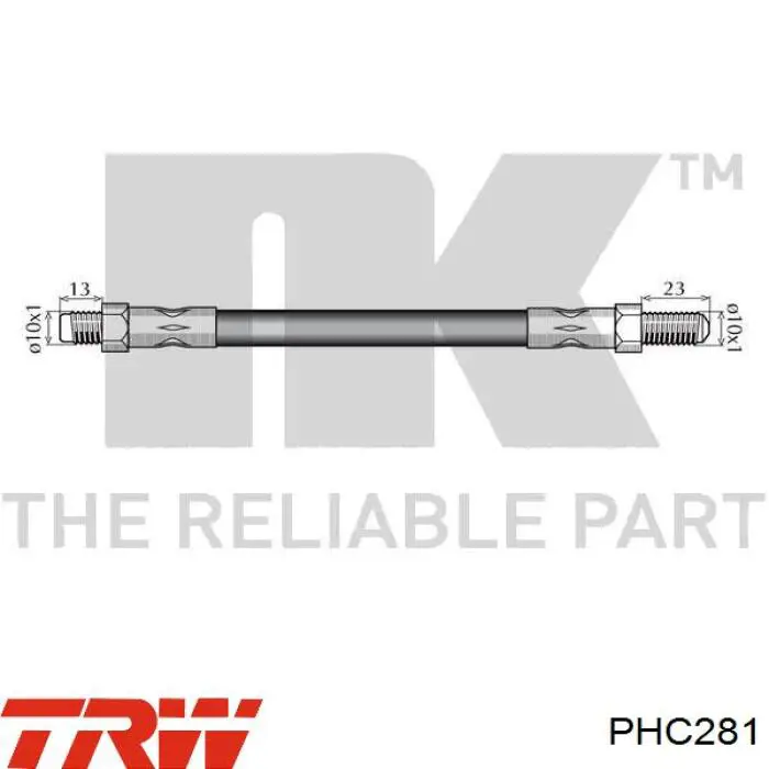 Шланг тормозной передний PHC281 TRW