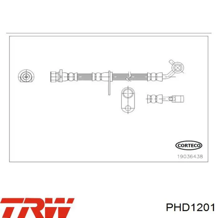 Задний тормозной шланг PHD1201 TRW