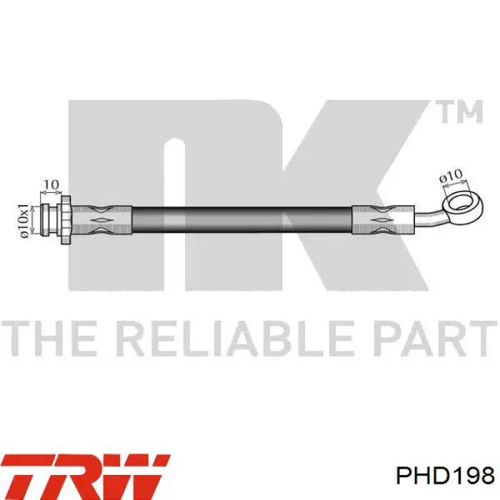 Купить PHD198 TRW Шланг тормозной передний