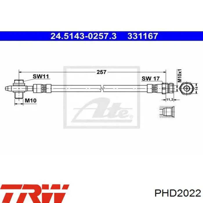 Тормозной шланг задний TRW PHD2022 цена, от 18.29 USD