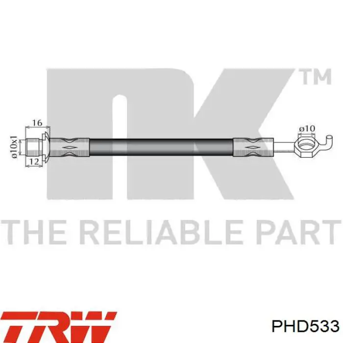 Передний левый тормозной шланг TRW PHD533