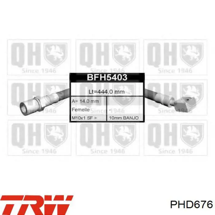 Шланг тормозной передний PHD676 TRW
