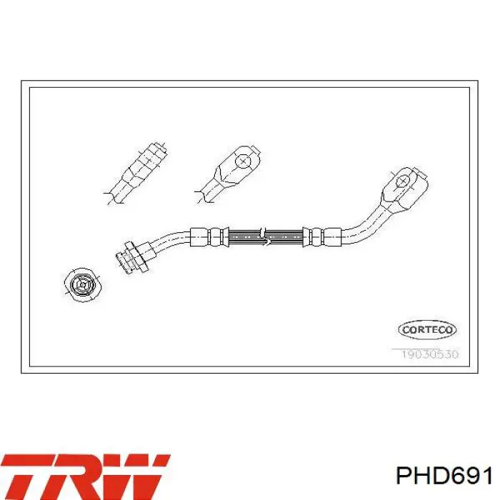 Купить PHD691 TRW Шланг тормозной передний, правый
