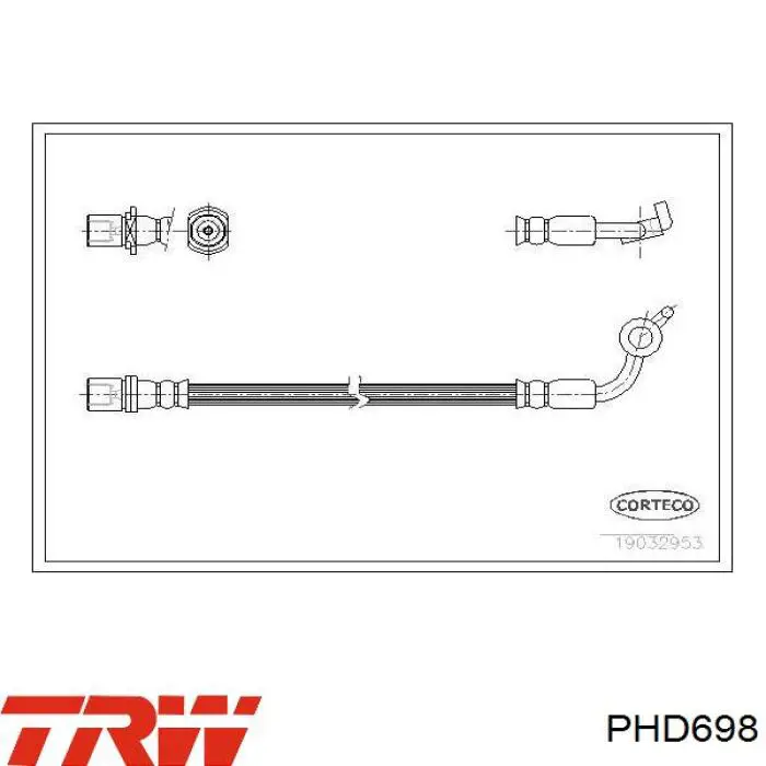 Шланг тормозной передний правый PHD698 TRW