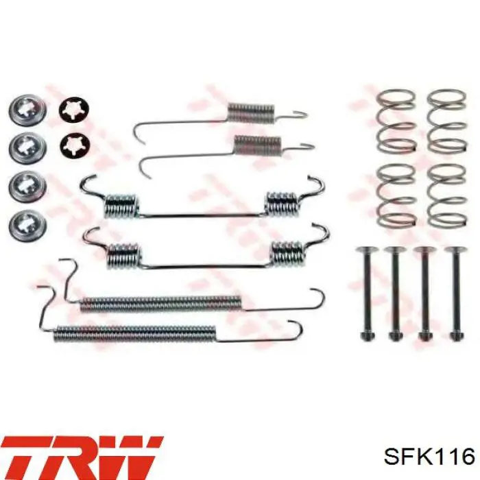 Купить SFK116 TRW Монтажный комплект задних барабанных колодок