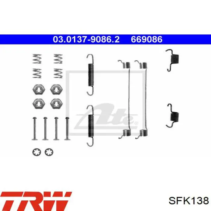 Установочный комплект задних барабанных колодок TRW SFK138 цена, от 5.69 USD