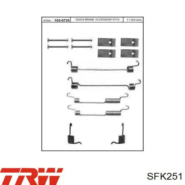 Купить SFK251 TRW Монтажный комплект задних барабанных колодок