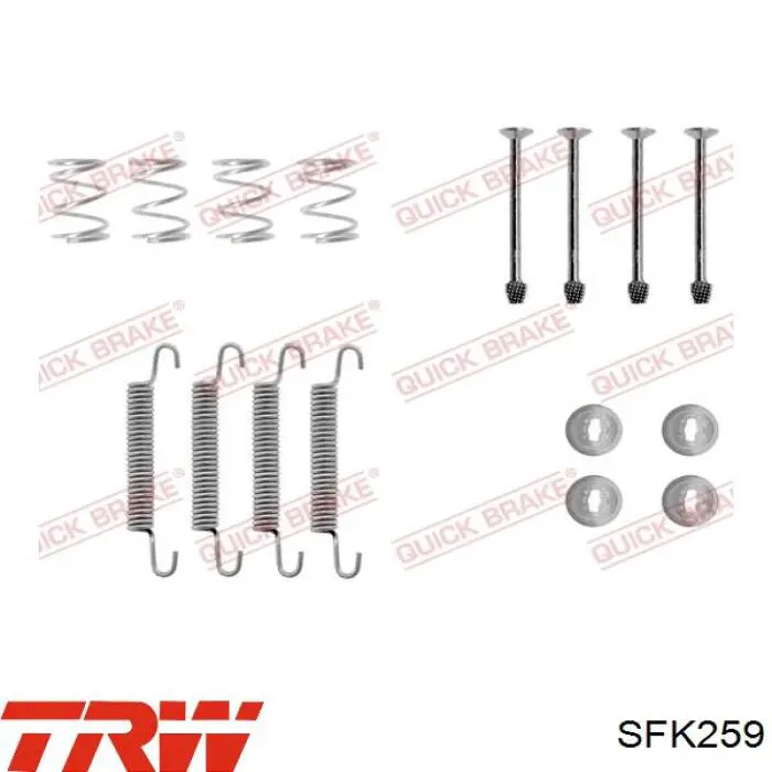 Установочный комплект задних барабанных колодок TRW SFK259 цена, от 3.82 USD