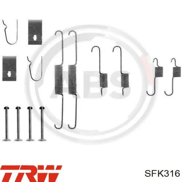 Установочный комплект задних барабанных колодок TRW SFK316 цена, от 8.29 USD