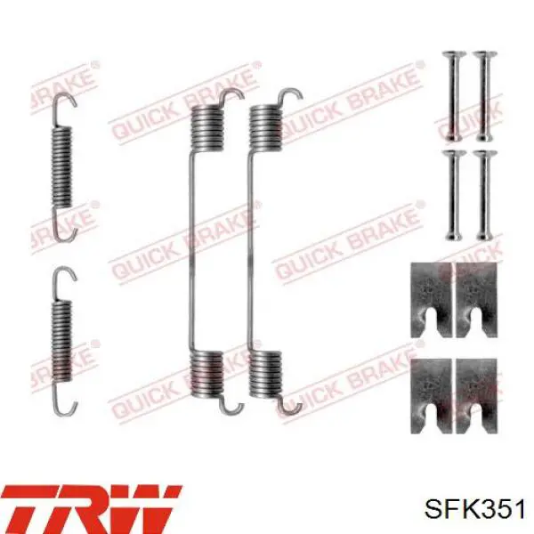 Установочный комплект задних барабанных колодок TRW SFK351 цена, от 4.38 USD