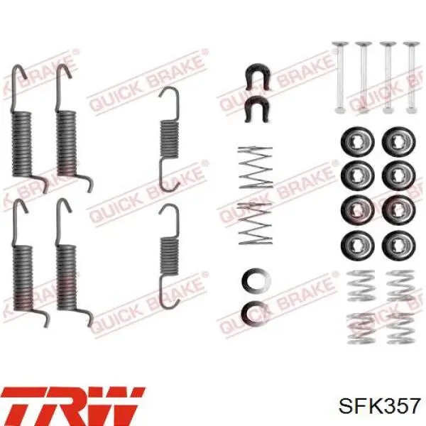 Установочный комплект задних барабанных колодок TRW SFK357 цена, от 8.98 USD